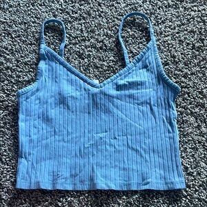 H&M Light Blue Ribbed Crop Top Tank Top